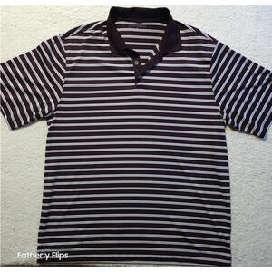 Nike Golf Dri-FIT Polo XL Striped Short Sleeve Polyester Chocolate Strawberry